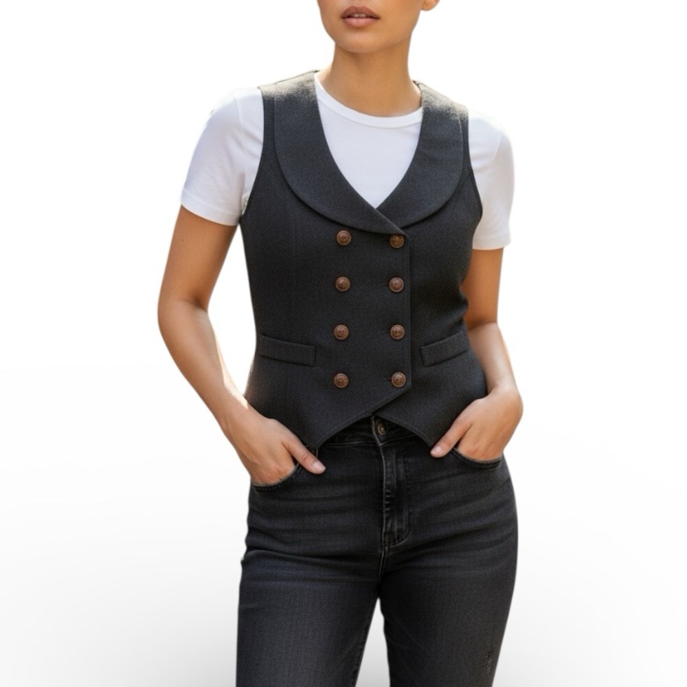 Smythe Black Double-Breasted Tailored Vest